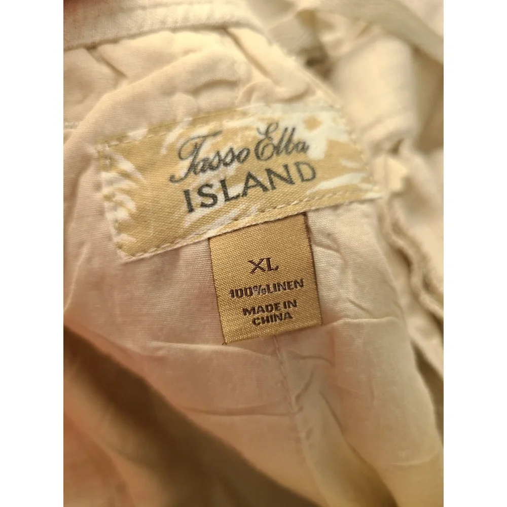 Tasso Elba Island Mens XL Beige 100% Linen Drawstring Straight Leg Pants SP17